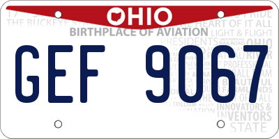 OH license plate GEF9067