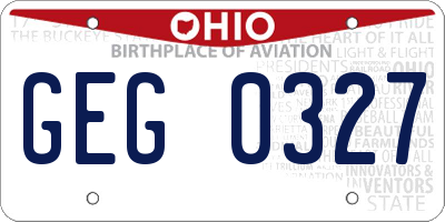 OH license plate GEG0327