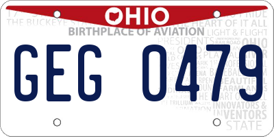 OH license plate GEG0479