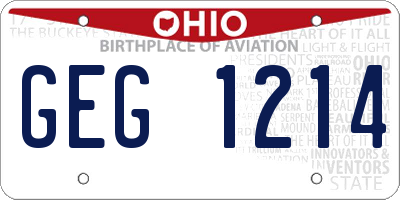 OH license plate GEG1214