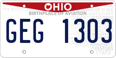 OH license plate GEG1303