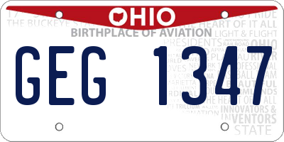 OH license plate GEG1347