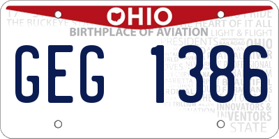 OH license plate GEG1386