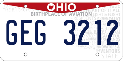 OH license plate GEG3212