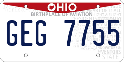 OH license plate GEG7755
