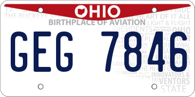 OH license plate GEG7846