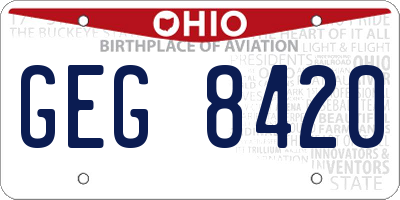 OH license plate GEG8420