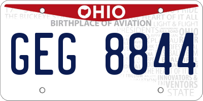 OH license plate GEG8844
