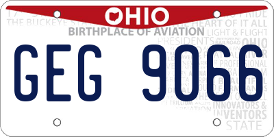 OH license plate GEG9066