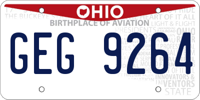 OH license plate GEG9264