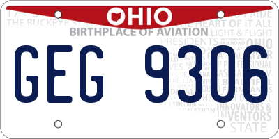 OH license plate GEG9306