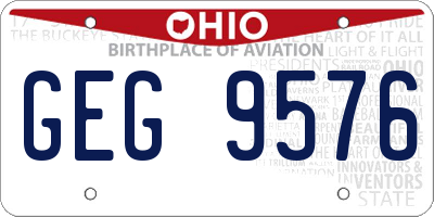 OH license plate GEG9576