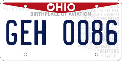 OH license plate GEH0086