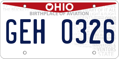 OH license plate GEH0326