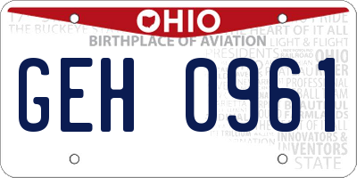 OH license plate GEH0961