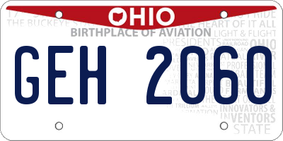 OH license plate GEH2060