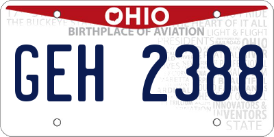 OH license plate GEH2388