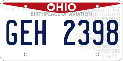 OH license plate GEH2398