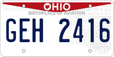 OH license plate GEH2416