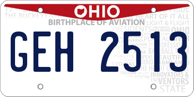 OH license plate GEH2513
