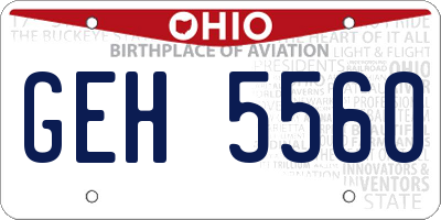 OH license plate GEH5560