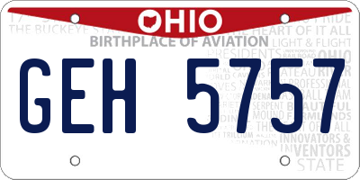 OH license plate GEH5757