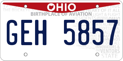 OH license plate GEH5857