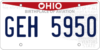 OH license plate GEH5950