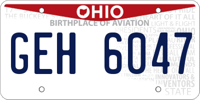 OH license plate GEH6047