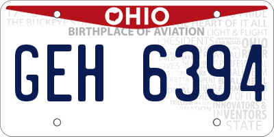 OH license plate GEH6394