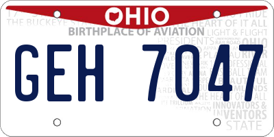 OH license plate GEH7047