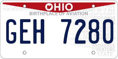 OH license plate GEH7280