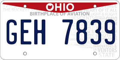 OH license plate GEH7839