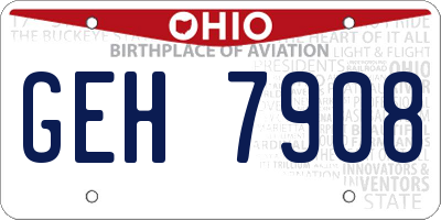 OH license plate GEH7908