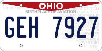 OH license plate GEH7927