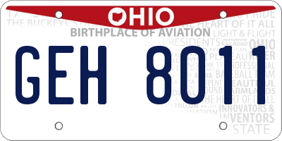 OH license plate GEH8011