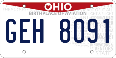 OH license plate GEH8091