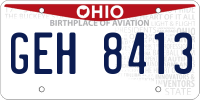 OH license plate GEH8413