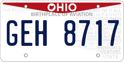 OH license plate GEH8717