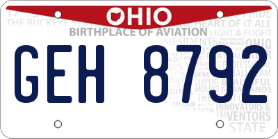 OH license plate GEH8792