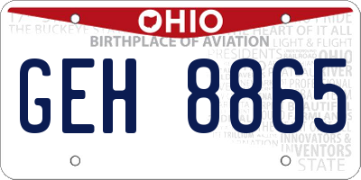 OH license plate GEH8865