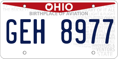 OH license plate GEH8977
