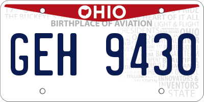 OH license plate GEH9430