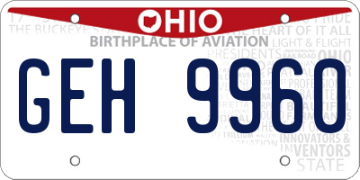 OH license plate GEH9960