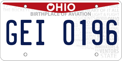 OH license plate GEI0196