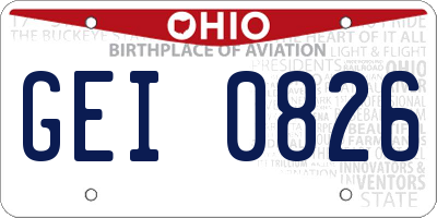 OH license plate GEI0826