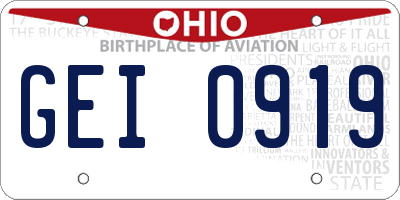 OH license plate GEI0919