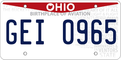 OH license plate GEI0965