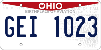 OH license plate GEI1023