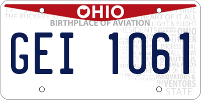 OH license plate GEI1061